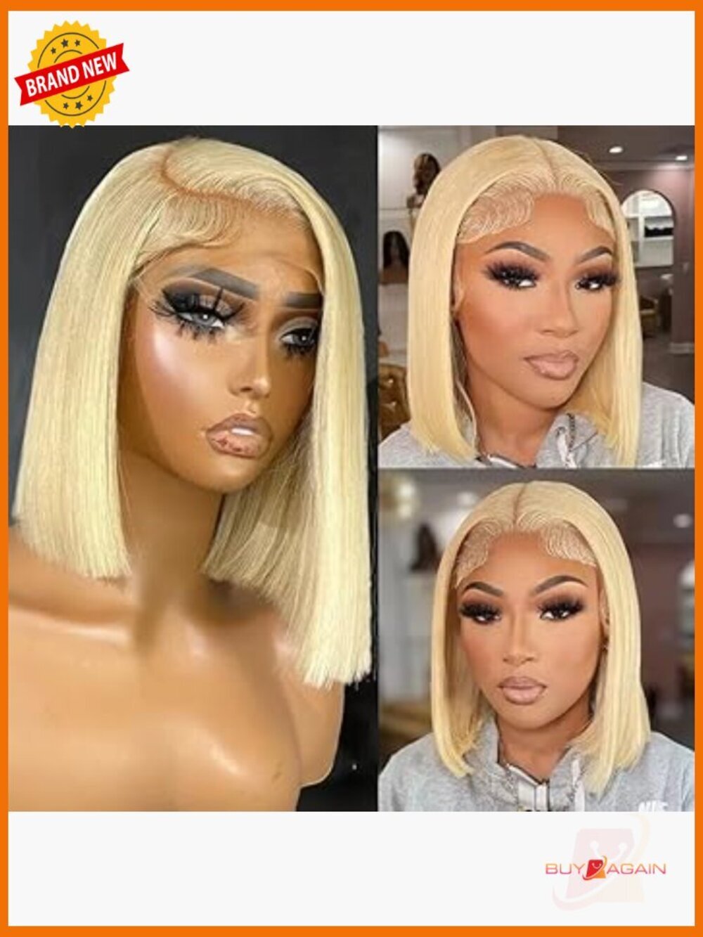 Human Hair Lace Front Wig 200% Density Pre Plucked Glueless Bob Wig